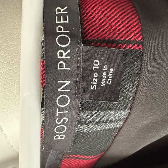 NWOT BOSTON PROPER Elegant Red Plaid Dress. Rhinestone Buttons Fully lined - Picture 4 of 9